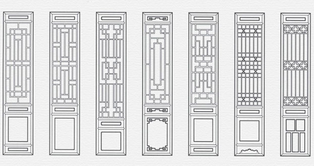 文教镇常用中式仿古花窗图案隔断设计图